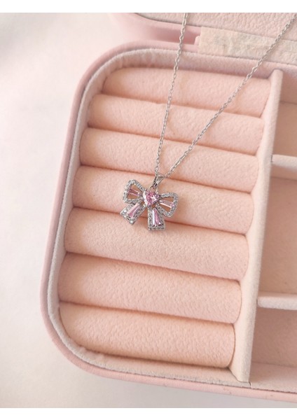 Kadın Çelik Kalpli Pembe Kurdele Model Kolye fiyatları