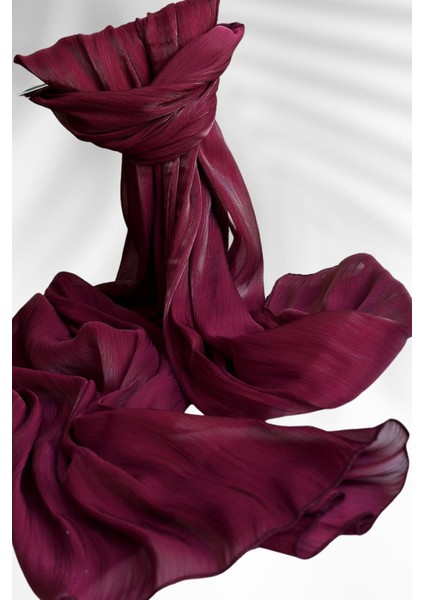 Saten Dokulu Janjan Abiye Şal Bordo