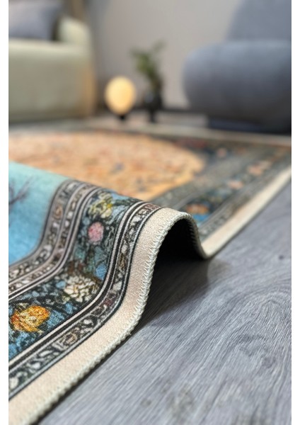 Mercan ve Deniz Kızı Figürlü Dekoratif Halı Desenli Yumuşak Dokulu Pamuk Yatak Odası Salon Halısı