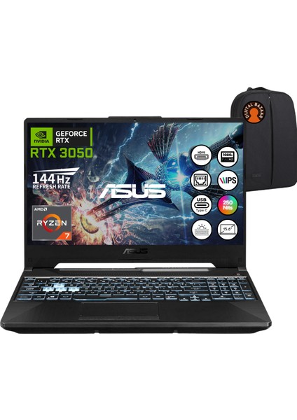 Tuf Gaming A15 Amd Ryzen 7 7435HS RTX3050 8gb Ram 512GB SSD15.6" W11 Taşınabilir Bilgisayar