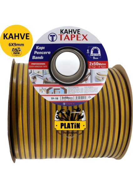 Kapı ve Pencere Izolasyon Bandı - Fitili 50X2 = 100 Metre Kahverengi