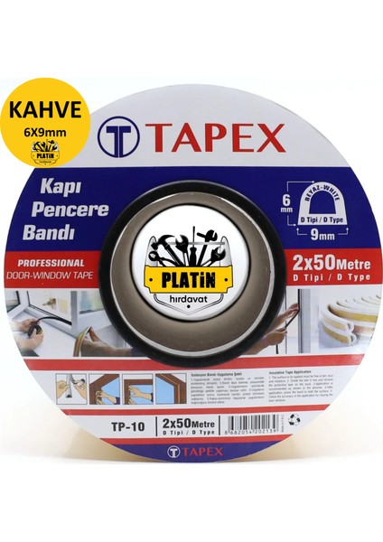 Kapı ve Pencere Izolasyon Bandı - Fitili 50X2 = 100 Metre Kahverengi fiyatları