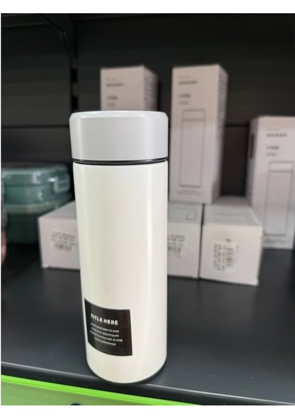 Paslanmaz Çelik Matara Termos Su Şişesi 350ML Vakumlu Kapak - Beyaz fiyatları