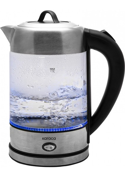 Cam Inox Bitki Çayı Makinesi ve Su Isıtıcı Kettle 2202,Led Işıklı, Yüksek Borosilikat Gövde Paslanmaz Çelik SUS304