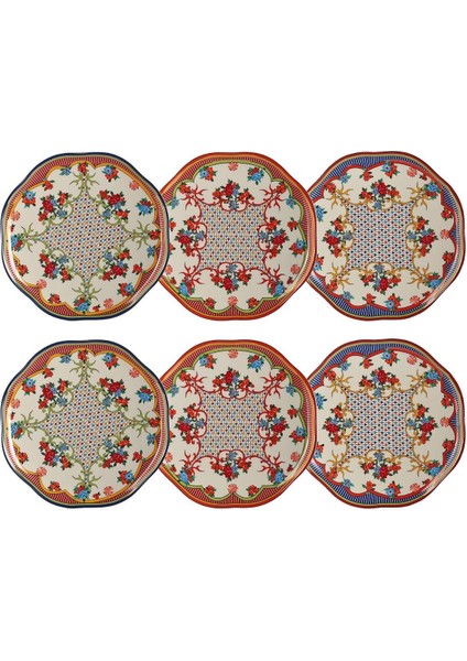 Lucky Art Fiora Bone 27CM 6 Lı Tabak Seti