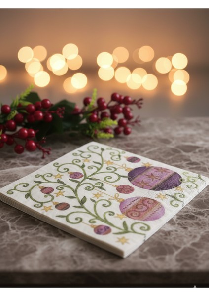 Yılbaşı Peçetesi Kağıt Peçete Renkli Toplar Desenli 20 Adet