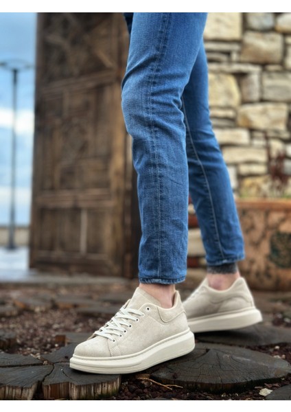 ET0547 Kalın Yüksek Krem Taban Krem Süet Bağcıklı Spor Erkek Ayakkabı fiyatları