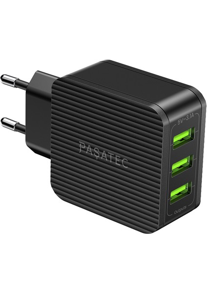 Glee Serisi 3.1A Duvar Şarj Cihazı + 3'ü 1 Arada Kablo - Siyah fiyatları