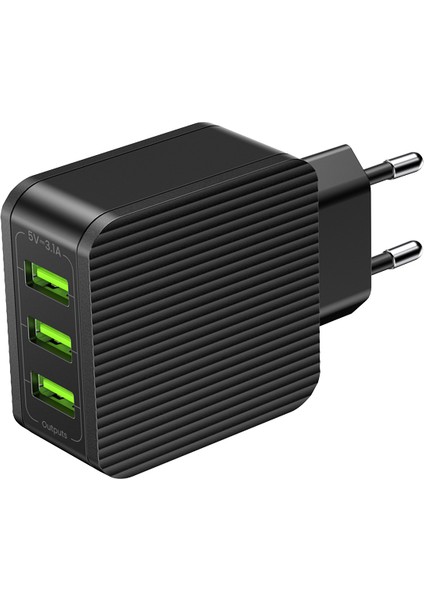Glee Serisi 3.1A Duvar Şarj Cihazı + 3'ü 1 Arada Kablo - Siyah fırsatları