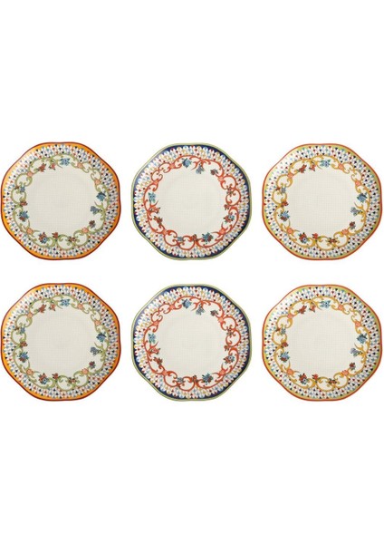 Lucky Art Fiora Bone 19CM 6 Lı Tabak Seti