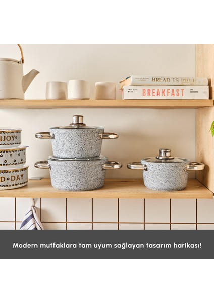 Nare 6 Parça Midi Derin Tencere Seti 16-18-20 cm Granit Kaplama fırsatları
