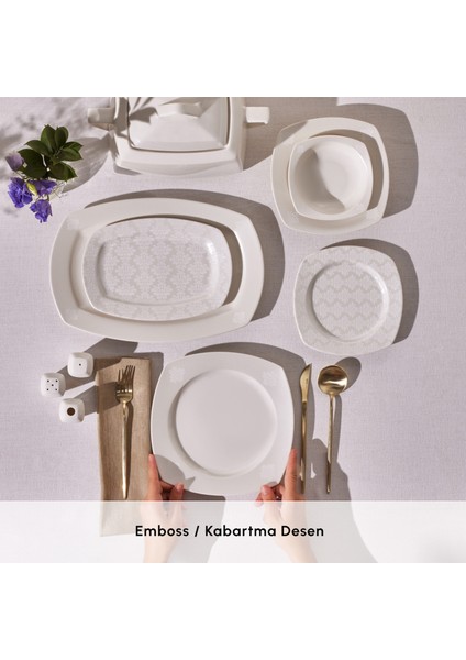 Square Bone Deren 60 Parça 12 Kişilik Yemek Takımı fırsatları