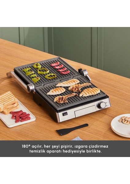 Biogranit Inox Tost Makinesi 2000 W 4 Kademe Pişirme Ayarlı Çelik Gövde Granit Izgara Plaka