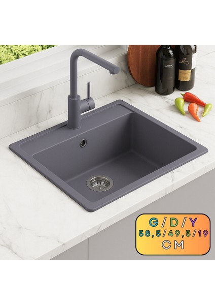 Granit Evye Komorı Series Anthracite 58,5X49,5 (Antrasit) indirimleri