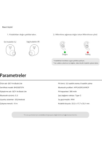 Arcbuds Lite Beyaz Enc Gürültü Engelleme Bluetooth 5.3 Kablosuz Kulaklık fiyatları