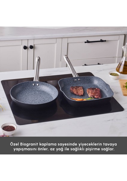 Biogranit Monet 2 Parça Tava Grill Set Siyah modelleri