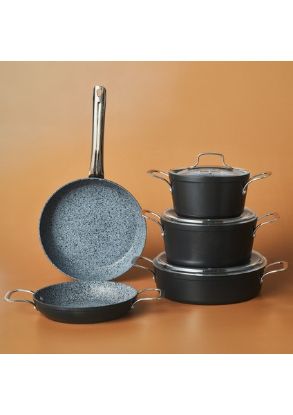 Biogranit Monet 8 Parça Tencere Seti Siyah