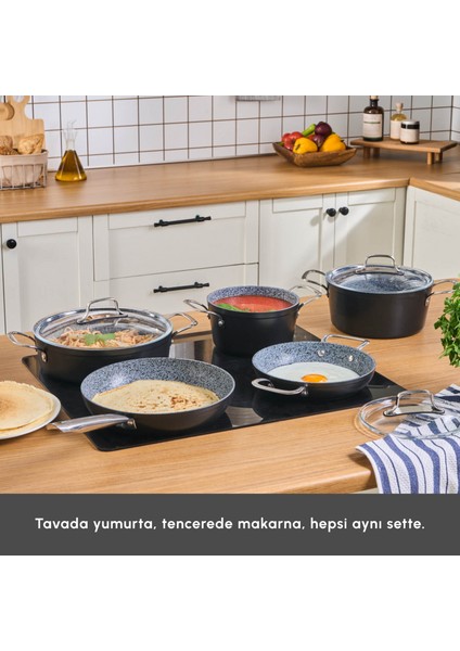 Biogranit Monet 8 Parça Tencere Seti Siyah modelleri