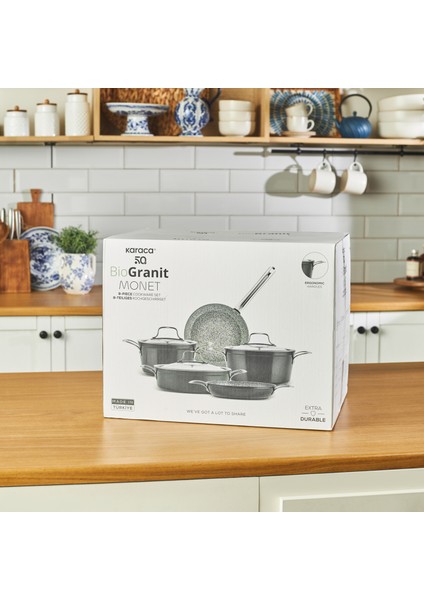 Biogranit Monet 8 Parça Tencere Seti Siyah