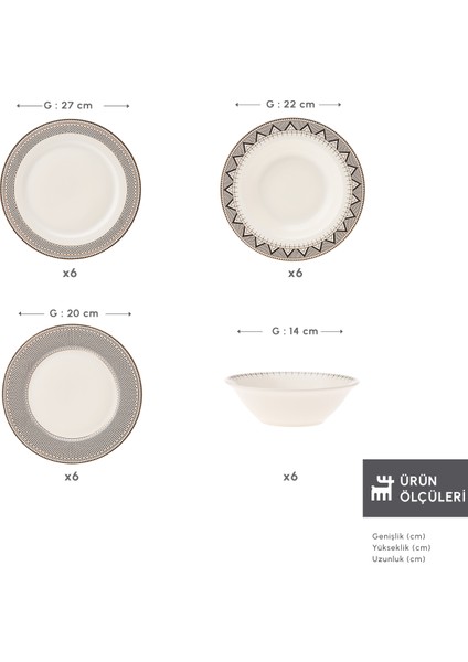 Elegance Bone Globe 24 Parça 6 Kişilik Desenli Porselen Yemek Takımı Krem Renk modelleri