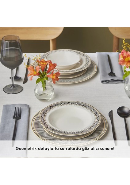 Elegance Bone Globe 24 Parça 6 Kişilik Desenli Porselen Yemek Takımı Krem Renk indirimleri