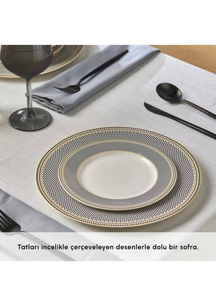 Elegance Bone Globe 24 Parça 6 Kişilik Desenli Porselen Yemek Takımı Krem Renk