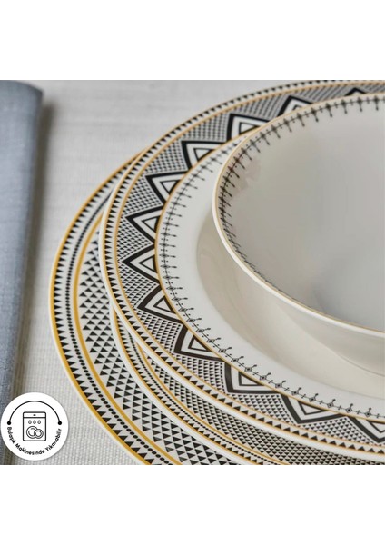 Elegance Bone Globe 24 Parça 6 Kişilik Desenli Porselen Yemek Takımı Krem Renk