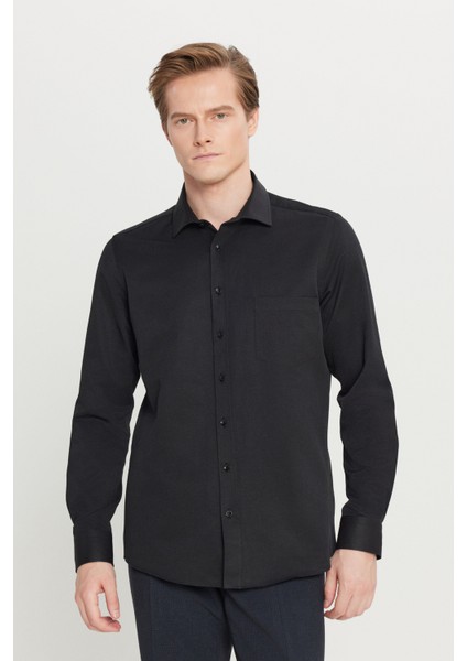 Pamuklu Tailored Slim Fit Dar Kesim Klasik Yaka Armürlü Cepli Gömlek modelleri