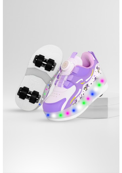 Nils Kız Çocuk Patenli, Işıklı Rahat Mor Spor, Günlük Ayakkabı&sneaker | Yeni Model Tarz Patenli Kaykay Ayakkabı