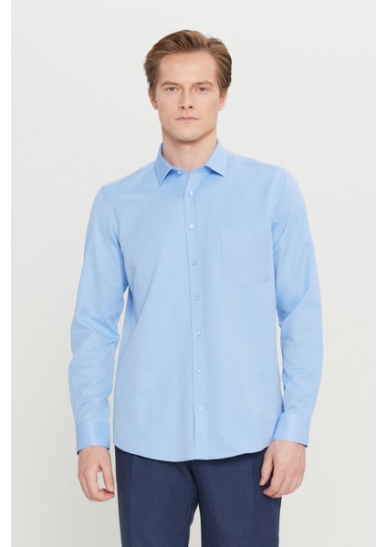 Pamuklu Tailored Slim Fit Dar Kesim Klasik Yaka Armürlü Cepli Gömlek modelleri