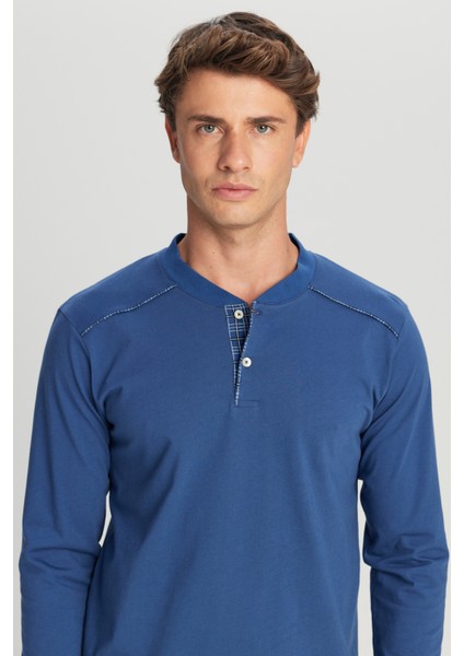 %100 Pamuk Standart Fit Hakim Yaka Desenli Cepli Pijama Takımı modelleri