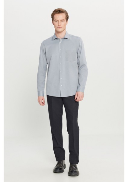 Pamuklu Tailored Slim Fit Dar Kesim Klasik Yaka Armürlü Cepli Gömlek fiyatları