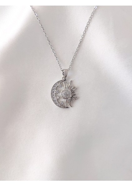 Kadın Çelik Ay Güneş Model Kolye