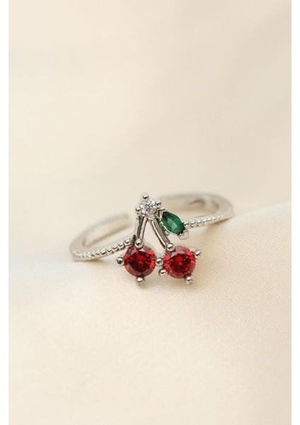 Kadın Zirkon Taşlı Kiraz Yüzük modelleri