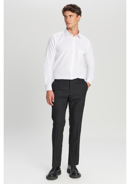 Pamuklu Tailored Slim Fit Dar Kesim Klasik Yaka Armürlü Cepli Gömlek fiyatları