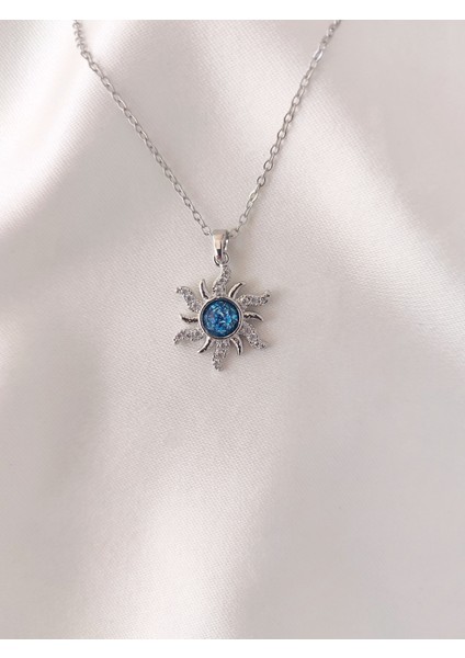 Kadın Çelik Opal Taşlı Güneş Kolye