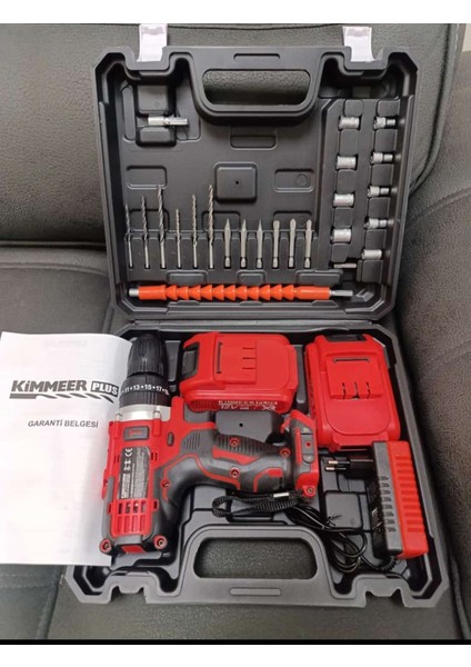 12V 1.5 Ah Metal Şanzıman Çift Akülü Şarjlı 24 Parça Akülü Vidalama Matkap