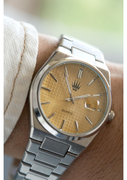 Vortex Silver Yellow Çelik Kol Saati
