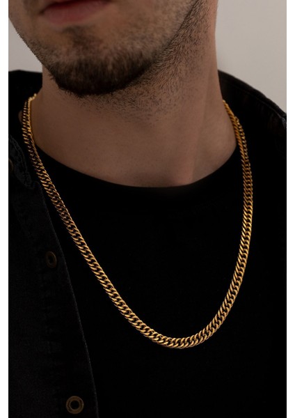 Erkek Kolye - Gurmet Model Erkek Çelik Kolye - Altın Renk - 7 mm Kalınlık - Paslanmaz Çelik fiyatları