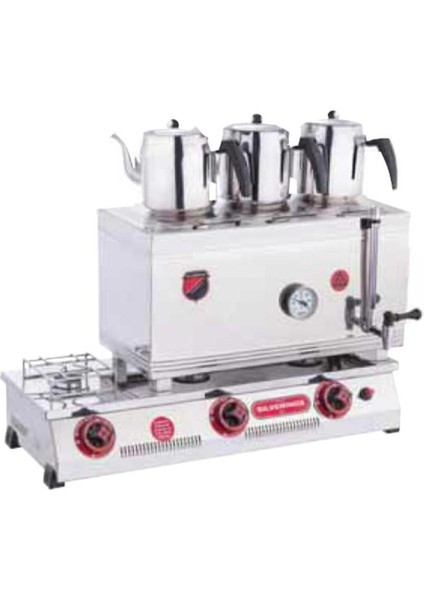 2066-D 60 Model Kaynaklı Çay Ocağı, 3 Demlikli, 33 L, Doğalgazlı