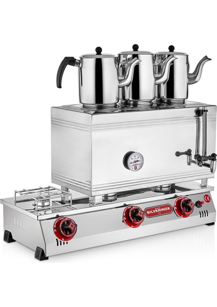 2066 60 Model Lpg'li 3 Demlikli Çay Ocağı Çift Taban, 33 L