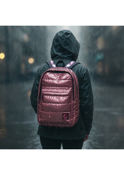 Moods Up Loved Kapitone Su Geçirmez Kumaşlı Okul ve Laptop Sırt Çantası Pembe