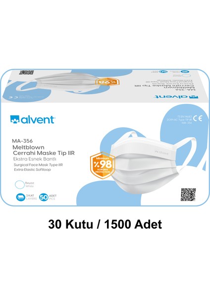 Yumuşak Kulaklı Meltblown Cerrahi Maske 30 Kutu