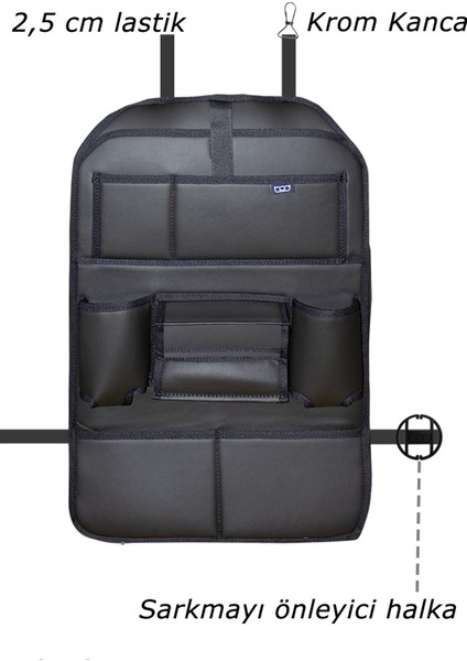 Rodos Serisi Oto Koltuk Arkası Deri Eşya Düzenleyici Araç içi Organizer Siyah fiyatları