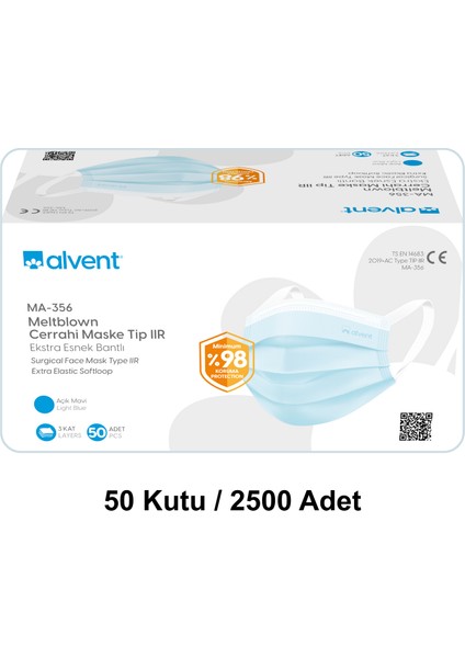 Yumuşak Kulaklı Meltblown Cerrahi Maske 50 Kutu