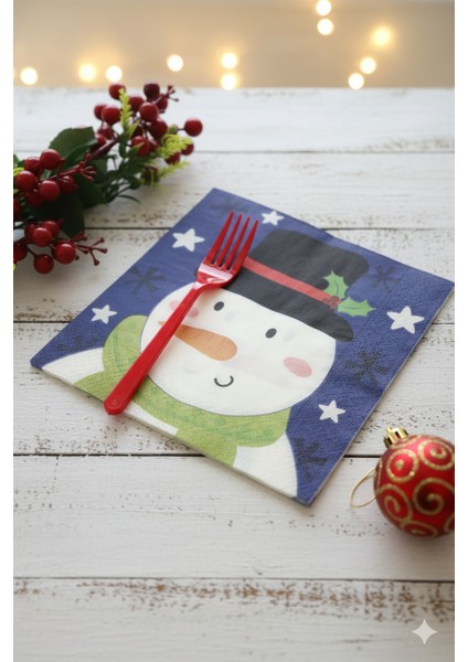 Yılbaşı Peçetesi Kardan Adam Modeli Kağıt Peçete 20 Adet