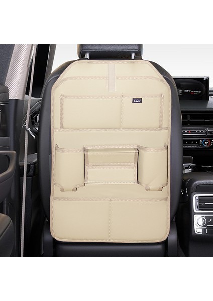 Rodos Serisi Oto Koltuk Arkası Deri Eşya Düzenleyici Araç Içi Organizer Bej