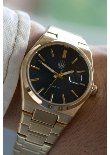 Vortex Gold Black Çelik Kol Saati