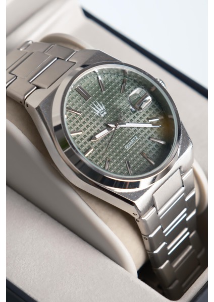 Vortex Silver Green Çelik Kol Saati modelleri