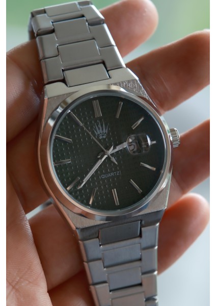 Vortex Silver Green Çelik Kol Saati